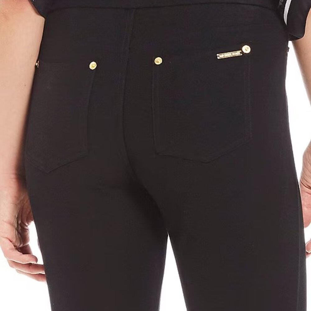 MICHAEL Michael Kors Stretch Knit Twill Pants w Gold-Tone Accents, Comfort, Sz S